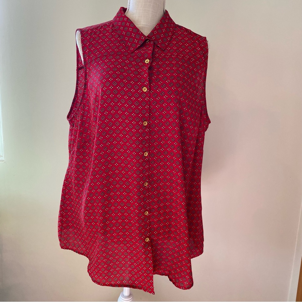 RRed/ White/ black collared TANK TOP